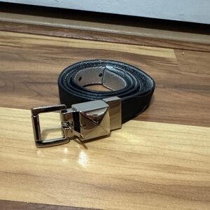 Michael Kors Black Leather Belt with Silver Buckle